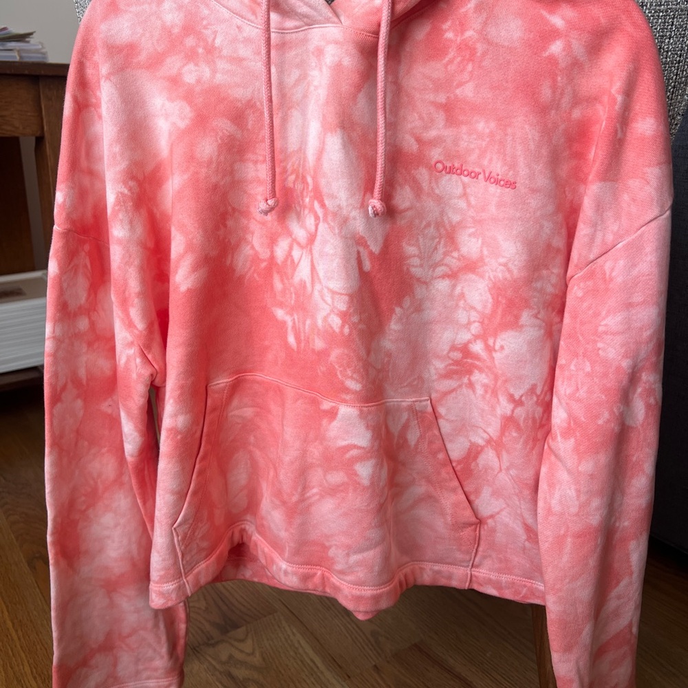 Outdoor Voices Coral Hoodie with Organic Tie-Dye Effect